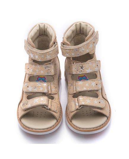 Ортопедические босоножки для девочек Theo Leo золотого цвета, Цвет: бежевий/золото, Размер: 26, изображение 4