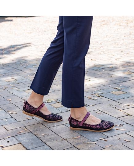 Туфлі для дівчаток Theo Leo бордового кольору, Колір: чорний/бордовий візерунок, Розмір: 38, зображення 5