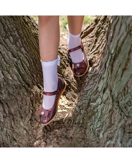 Туфлі для дівчаток Theo Leo бордового кольору, Колір: бордовий/чорний принт, Розмір: 36, зображення 2