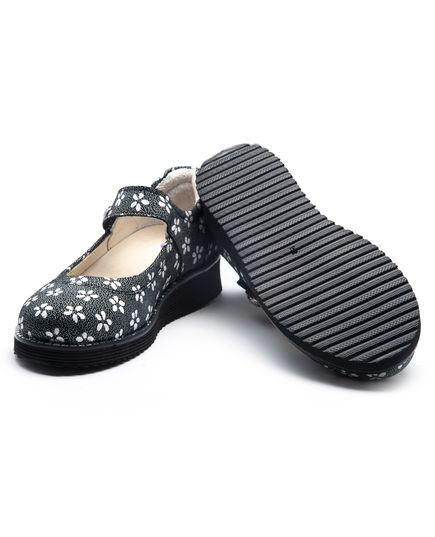 Туфлі для дівчаток Theo Leo чорного кольору, Колір: чорний/срібний малюнок, Розмір: 33, зображення 4