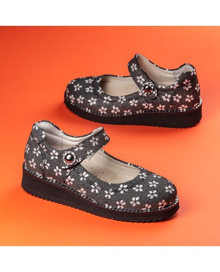 Туфлі для дівчаток Theo Leo чорного кольору, Колір: чорний/срібний малюнок, Розмір: 33, зображення 5