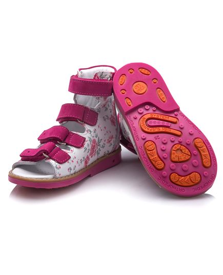 Ортопедичні босоножки для дівчаток Theo Leo білого і рожевого кольорів, Колір: білий /мікс /рожевий, Розмір: 30, зображення 5