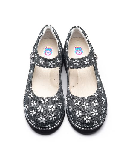 Туфлі для дівчаток Theo Leo чорного кольору, Колір: чорний/срібний малюнок, Розмір: 33, зображення 2