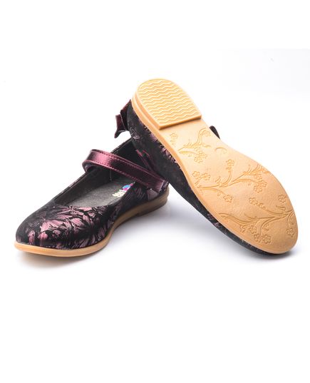 Туфлі для дівчаток Theo Leo бордового кольору, Колір: чорний/бордовий візерунок, Розмір: 38, зображення 4