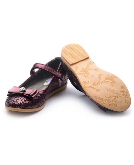 Туфлі для дівчаток Theo Leo бордового кольору, Колір: бордовий/чорний принт, Розмір: 36, зображення 3