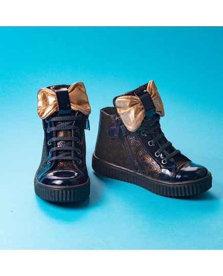 Черевики для дівчат Theo Leo темно-синього кольору, Колір: синій/золотий, Розмір: 21, зображення 2