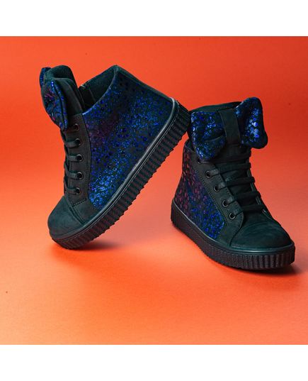 Черевики для дівчат Theo Leo чорного та синього кольорів, Колір: чорний/синій, Розмір: 22, зображення 3