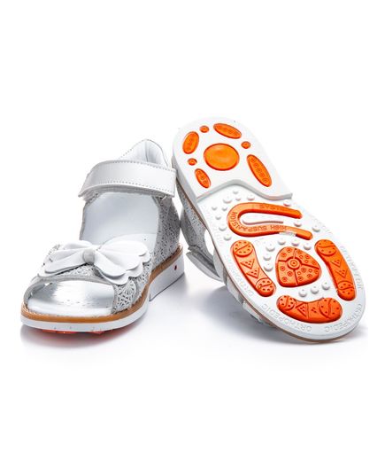 Босоніжки для дівчаток Theo Leo білого кольору, Колір: срібний переламутр/білий, Розмір: 24, зображення 2