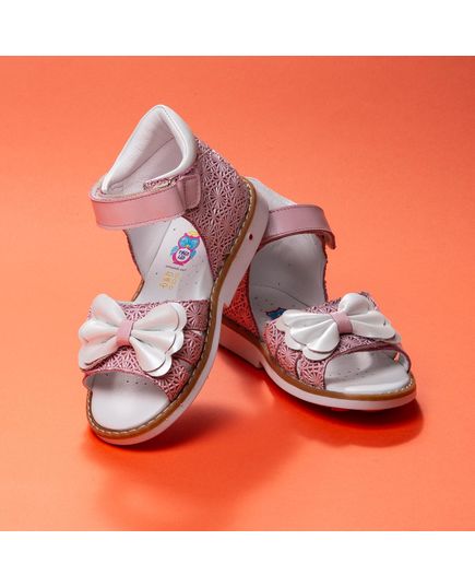 Босоножки для девочек Theo Leo розового цвета, Цвет: рожевий переламутр/білий, Размер: 24, изображение 3