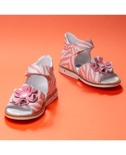 Босоножки для девочек Theo Leo белого и розового цветов, Цвет: рожевий/зебра, Размер: 24, изображение 4