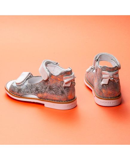 Босоніжки для дівчаток Theo Leo срібного кольору, Колір: срібний принт/білий, Розмір: 24, зображення 3