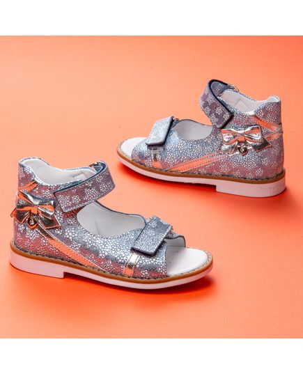 Босоніжки для дівчаток Theo Leo блакитного кольору, Колір: срібний/блакитний, Розмір: 27, зображення 4