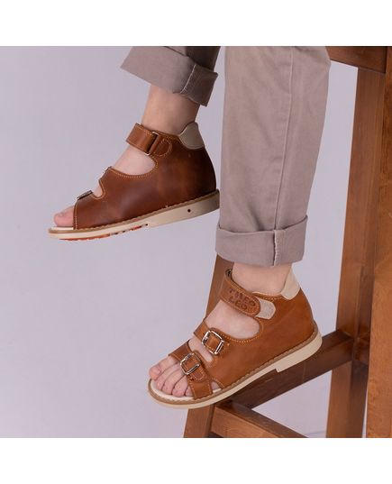 Босоніжки для хлопчиків Theo Leo коричневого кольору, Колір: коричневий, Розмір: 23, зображення 2