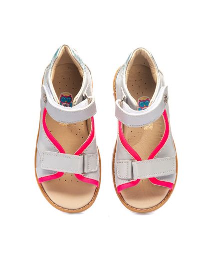 Босоніжки для дівчаток Theo Leo сірого кольору, Колір: сірий/рожевий, Розмір: 23, зображення 4