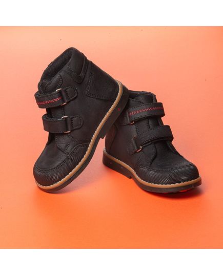 Черевики для хлопчиків Theo Leo чорного кольору, Колір: чорний/червоний, Розмір: 19, зображення 5