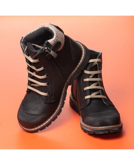 Ботинки для мальчиков Theo Leo черного цвета, Цвет: чорний/бежевий, Размер: 26, изображение 3