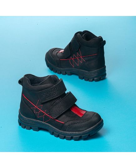 Ботинки для мальчиков Theo Leo черного цвета, Цвет: чорний/червоний, Размер: 21, изображение 3