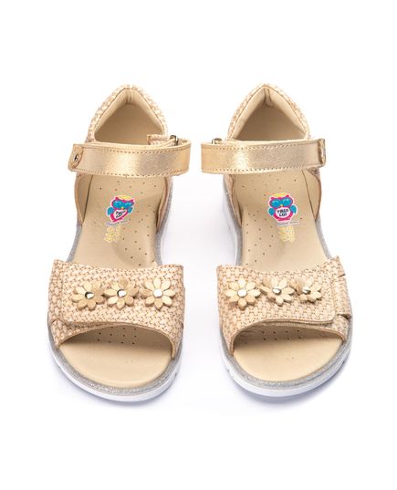 Сандалі для дівчаток Theo Leo бежевого кольору, Колір: бежевий/золото, Розмір: 26, зображення 4