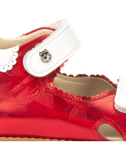 Босоніжки для дівчаток Theo Leo червоного кольору, Колір: червоний/білий, Розмір: 27, зображення 4