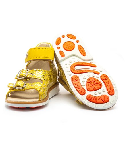 Босоніжки для дівчаток Theo Leo жовтого кольору, Колір: жовтий/золотий, Розмір: 23, зображення 3