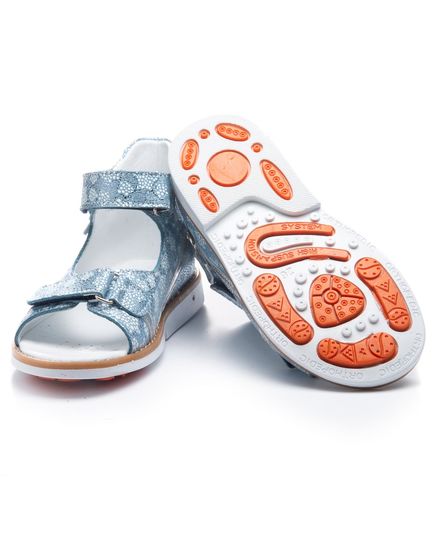 Босоніжки для дівчаток Theo Leo блакитного кольору, Колір: срібний/блакитний, Розмір: 27, зображення 2
