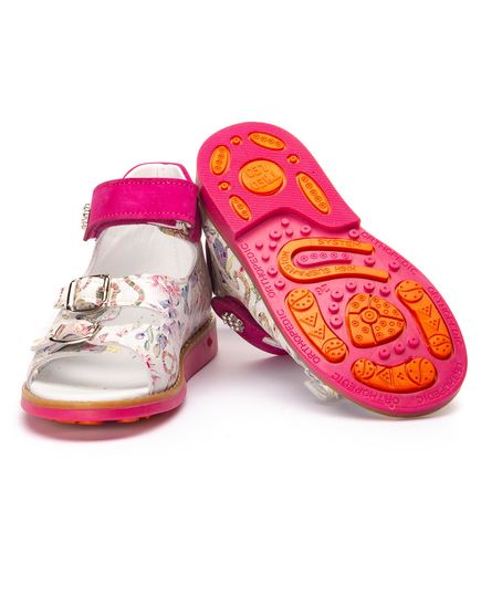 Босоножки для девочек Theo Leo белого цвета, Цвет: рожевий/квітковий принт, Размер: 23, изображение 2