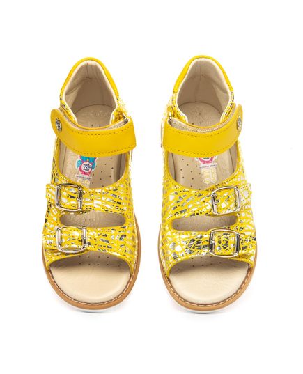 Босоніжки для дівчаток Theo Leo жовтого кольору, Колір: жовтий/золотий, Розмір: 23, зображення 5