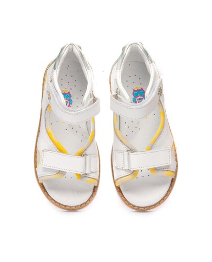 Босоніжки для дівчаток Theo Leo білого та жовтого кольорів, Колір: білий/жовтий, Розмір: 23, зображення 4