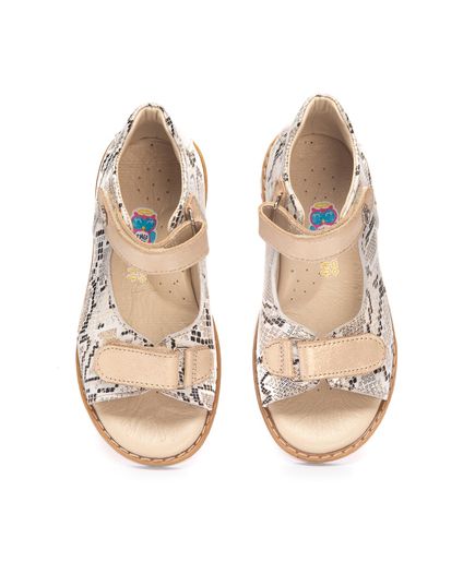 Босоножки для девочек Theo Leo бежевого цввета, Цвет: бежевий/змія, Размер: 23, изображение 4