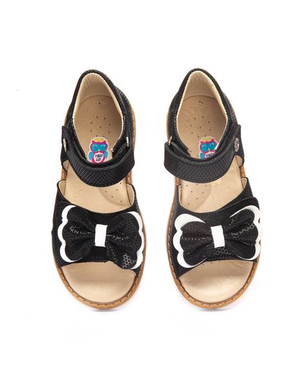 Босоножки для девочек Theo Leo черного цвета, Цвет: чорний/білий, Размер: 36, изображение 4