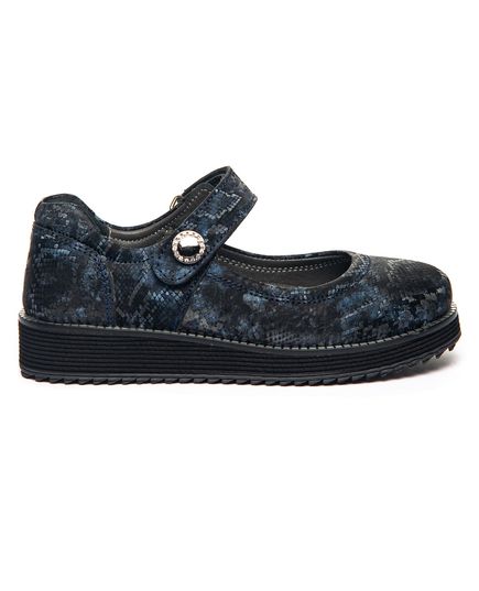 Туфли для девочек Theo Leo синего цвета, Цвет: рептилія т.синя, Размер: 35, изображение 4