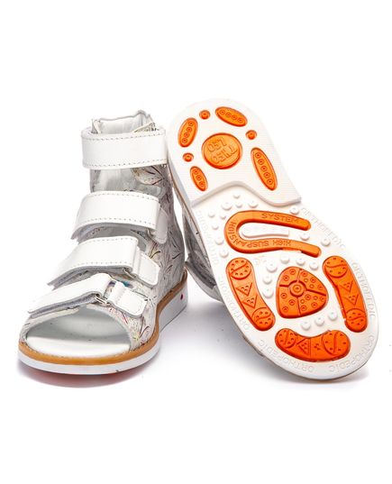 Ортопедичні босоніжки для дівчаток  Theo Leo білого кольору, Колір: різнокольоровий/білий, Розмір: 23, зображення 2