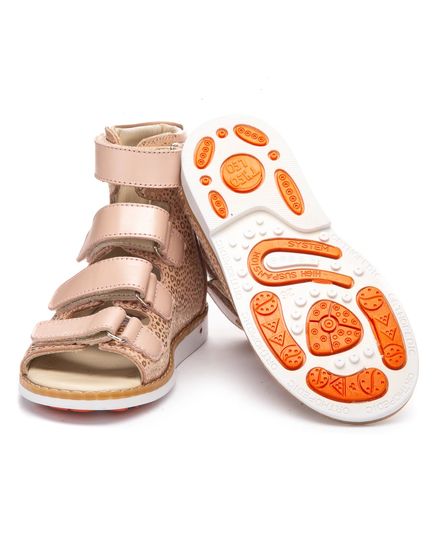 Ортопедичні босоніжки для дівчаток Theo Leo бежевого кольору, Колір: золотий, Розмір: 30, зображення 3