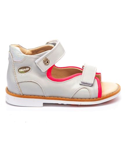 Босоніжки для дівчаток Theo Leo сірого кольору, Колір: сірий/рожевий, Розмір: 23, зображення 5