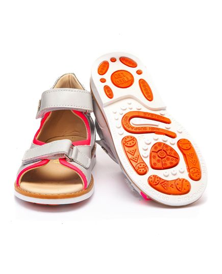 Босоніжки для дівчаток Theo Leo сірого кольору, Колір: сірий/рожевий, Розмір: 23, зображення 2