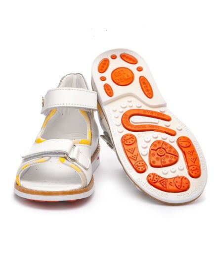 Босоніжки для дівчаток Theo Leo білого та жовтого кольорів, Колір: білий/жовтий, Розмір: 23, зображення 2