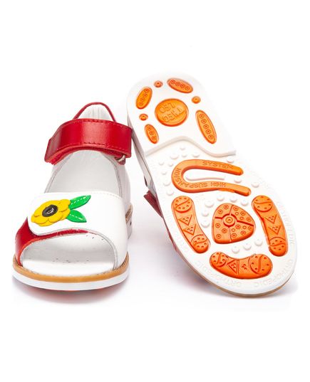 Босоножки для девочек Theo Leo белого и красного цветов, Цвет: білий/червоний, Размер: 29, изображение 2