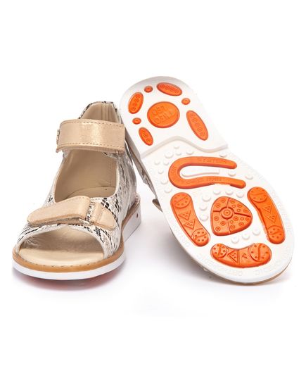 Босоножки для девочек Theo Leo бежевого цввета, Цвет: бежевий/змія, Размер: 23, изображение 2