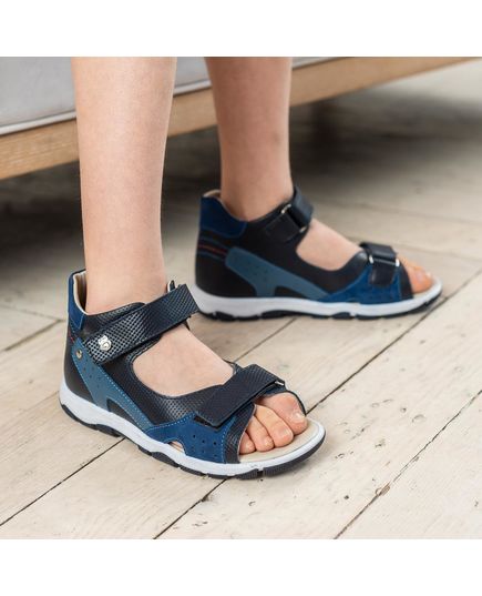 Босоніжки для хлопчиків Theo Leo синього кольору, Колір: т.синій/синій, Розмір: 25, зображення 4