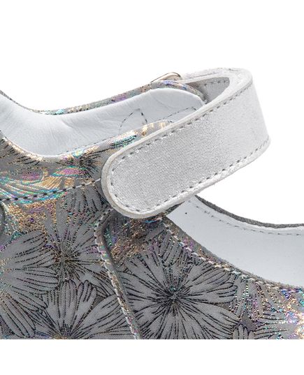 Босоніжки для дівчаток Theo Leo срібного кольору, Колір: срібний принт/білий, Розмір: 24, зображення 5