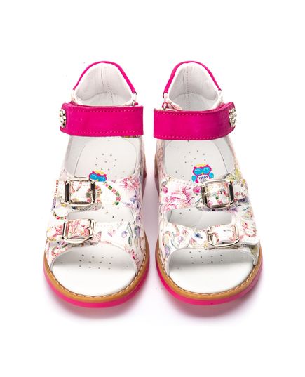 Босоножки для девочек Theo Leo белого цвета, Цвет: рожевий/квітковий принт, Размер: 23, изображение 4