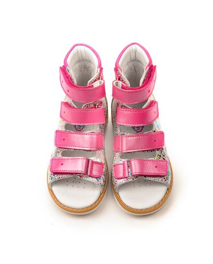 Ортопедичні босоніжки для дівчаток Theo Leo сріблястого і рожевого кольорів, Колір: рожевий/сірий принт, Розмір: 24, зображення 5