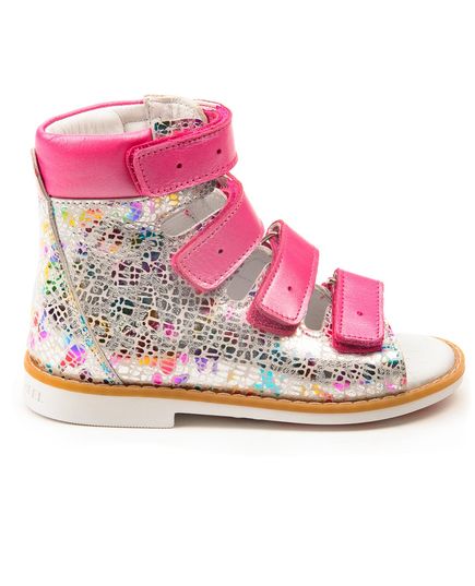 Ортопедичні босоніжки для дівчаток Theo Leo сріблястого і рожевого кольорів, Колір: рожевий/сірий принт, Розмір: 24, зображення 2