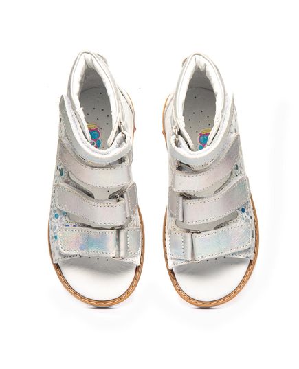 Ортопедичні босоніжки для дівчаток Theo Leo срібного кольору, Колір: срібний принт, Розмір: 31, зображення 5