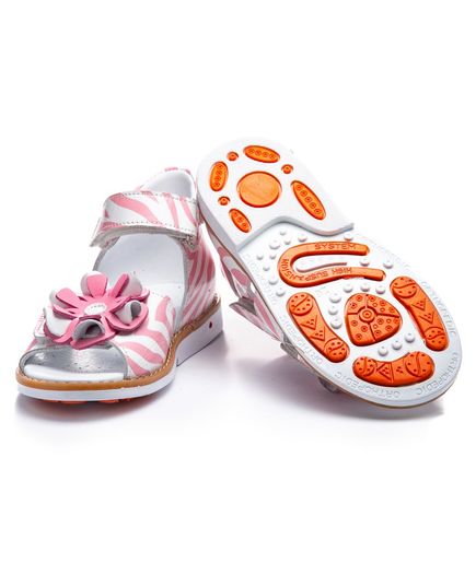 Босоножки для девочек Theo Leo белого и розового цветов, Цвет: рожевий/зебра, Размер: 24, изображение 2