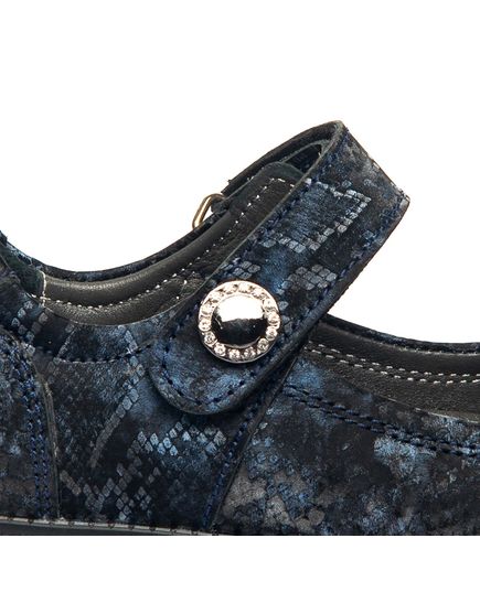 Туфли для девочек Theo Leo синего цвета, Цвет: рептилія т.синя, Размер: 35, изображение 3