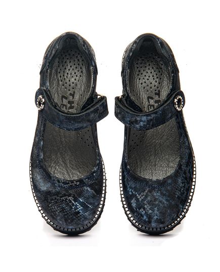Туфли для девочек Theo Leo синего цвета, Цвет: рептилія т.синя, Размер: 35, изображение 2