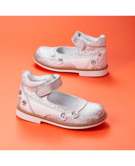 Туфли для девочек Theo Leo белого цвета, Цвет: білий/срібний леопард, Размер: 23, изображение 2