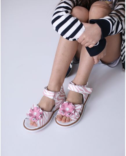 Босоножки для девочек Theo Leo белого и розового цветов, Цвет: рожевий/зебра, Размер: 24, изображение 5