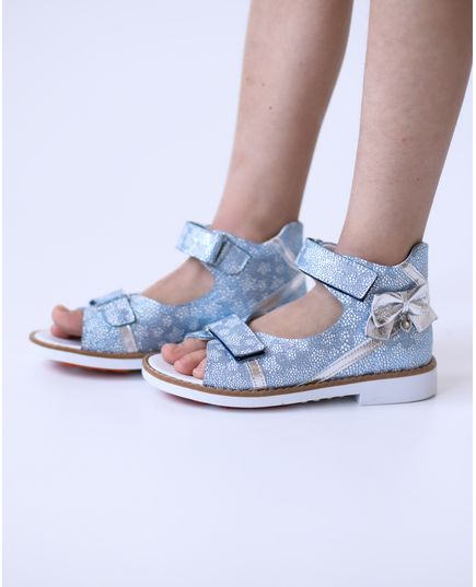Босоніжки для дівчаток Theo Leo блакитного кольору, Колір: срібний/блакитний, Розмір: 27, зображення 5